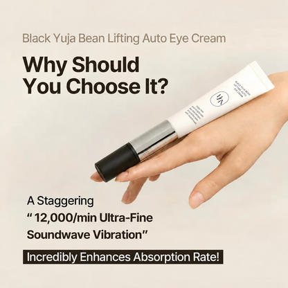 Black Yuja Bean Lifting Auto Eye Cream - Sensitive Skin, Vegan, Hypoallergenic Korean Skincare, Anti-Aging Wrinkle Care Device with Vibration Face Massage, Collagen-Boosting Gentle Mild