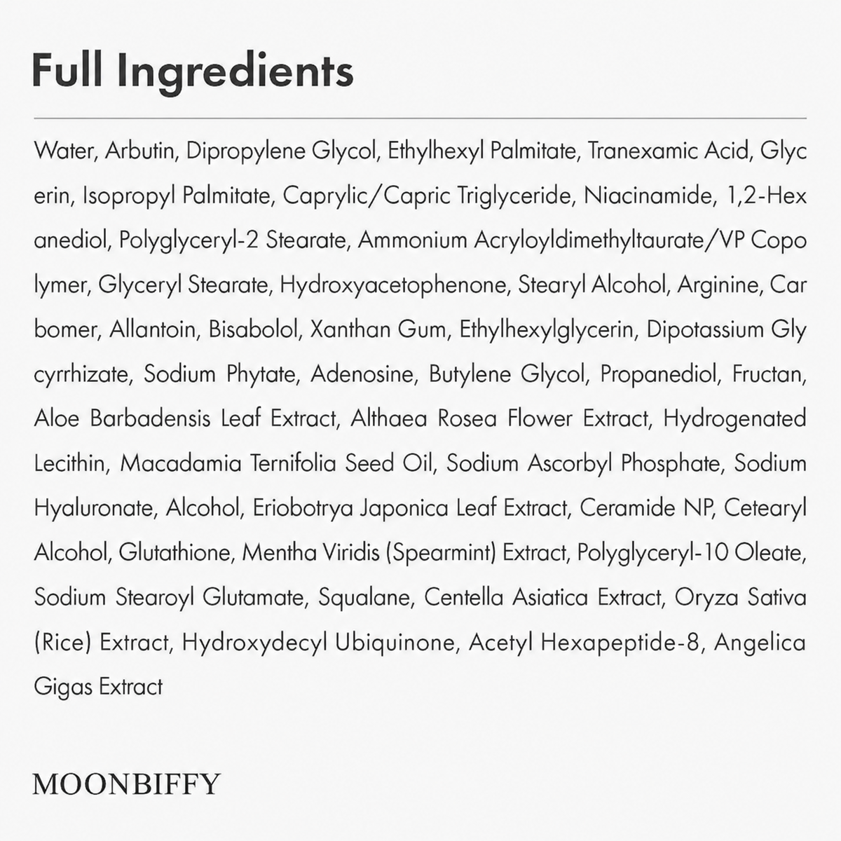 [MOONBIFFY Official] Arbutin 7% + Tranexamic Acid 4% Cream, 70,000ppm Arbutin, 40,000ppm TXA, Niacinamide, Glutathione, Dark Spots, Freckle, Blemishes, Pigmentation, Korean Skin Care, 50ml, 1.69 fl.oz.