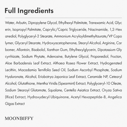 [MOONBIFFY Official] Arbutin 7% + Tranexamic Acid 4% Cream, 70,000ppm Arbutin, 40,000ppm TXA, Niacinamide, Glutathione, Dark Spots, Freckle, Blemishes, Pigmentation, Korean Skin Care, 50ml, 1.69 fl.oz.