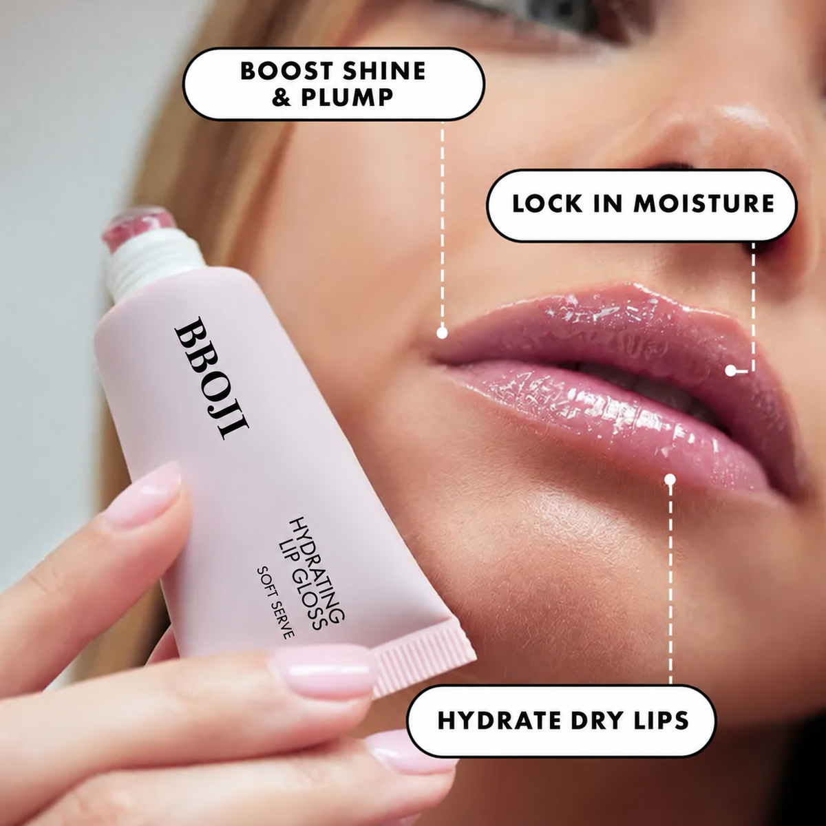 Hydrating Lip Gloss - High Shine & Tinted, Infused with Hyaluronic Acid, Jojoba Oil & Shea Butter