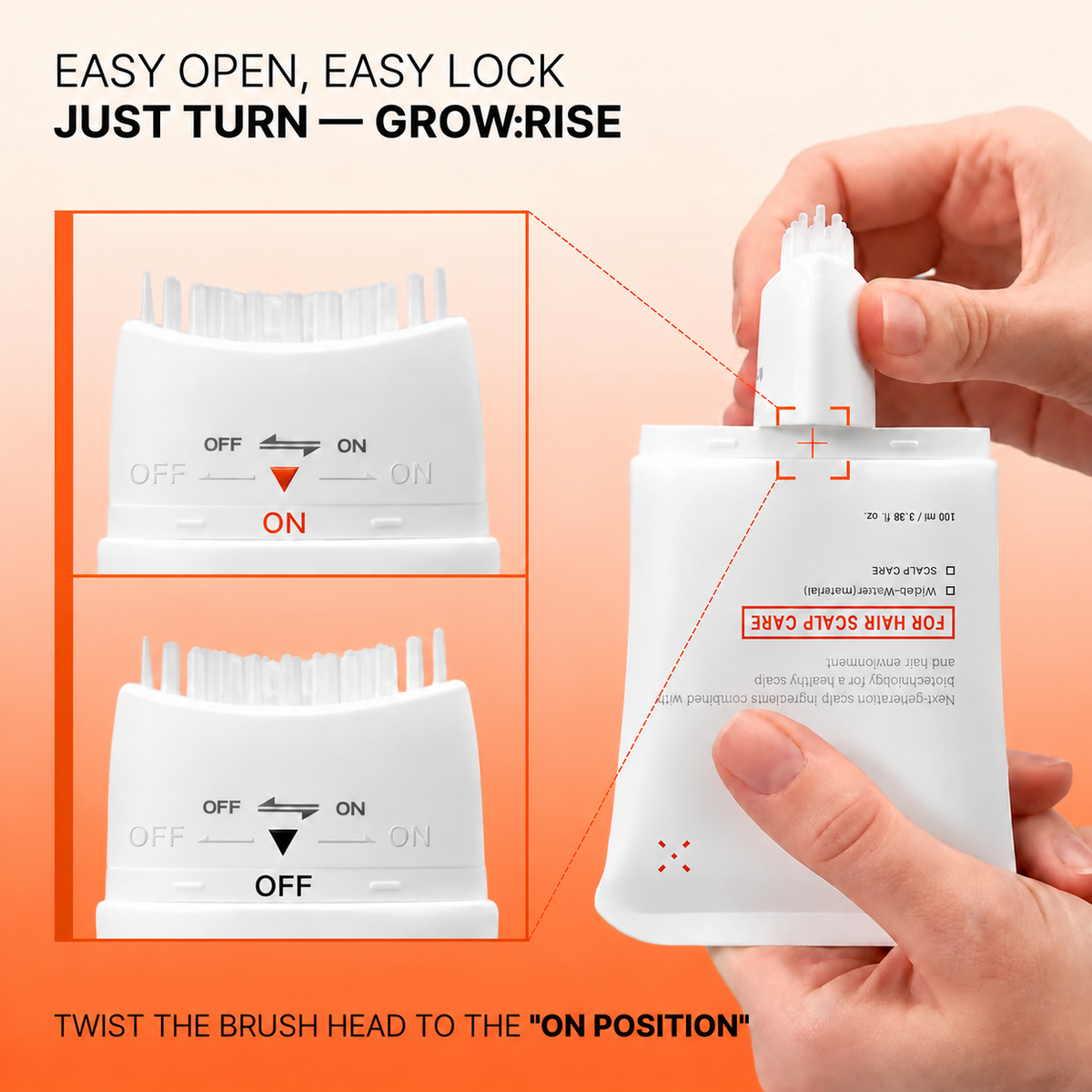 Hair Growth Serum with Built-In Brush | Exosome Scalp Serum for Hair Thickening & Strengthening, Korean Hair Care | 3.38 fl. oz.