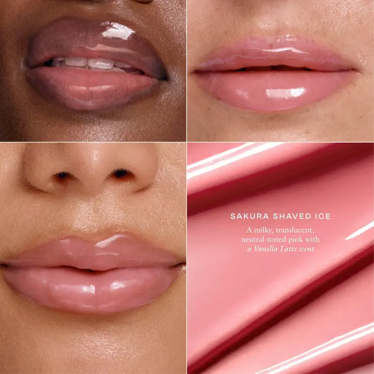 Sakura Shaved Ice pink glossy lip look