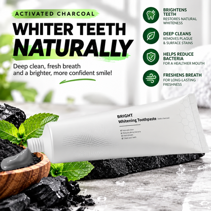 🔥 Buy 1 get 1 free Activated Charcoal Toothpaste - Fluoride-Free, Daily Oral Care, Coffee & Tea Stain Removal, Fresh Mint Flavor, Gentle Formula