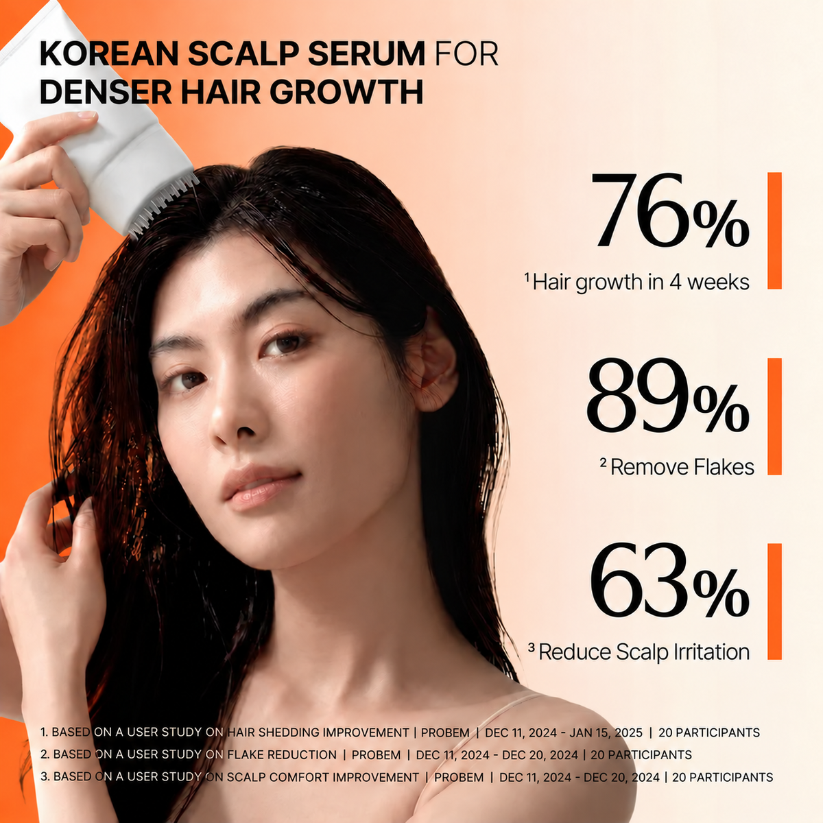 Hair Growth Serum with Built-In Brush | Exosome Scalp Serum for Hair Thickening & Strengthening, Korean Hair Care | 3.38 fl. oz.
