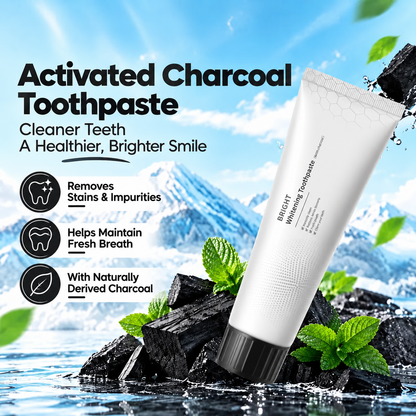 🔥 Buy 1 get 1 free Activated Charcoal Toothpaste - Fluoride-Free, Daily Oral Care, Coffee & Tea Stain Removal, Fresh Mint Flavor, Gentle Formula