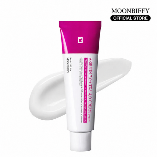 [MOONBIFFY Official] Arbutin 7% + Tranexamic Acid 4% Cream, 70,000ppm Arbutin, 40,000ppm TXA, Niacinamide, Glutathione, Dark Spots, Freckle, Blemishes, Pigmentation, Korean Skin Care, 50ml, 1.69 fl.oz.