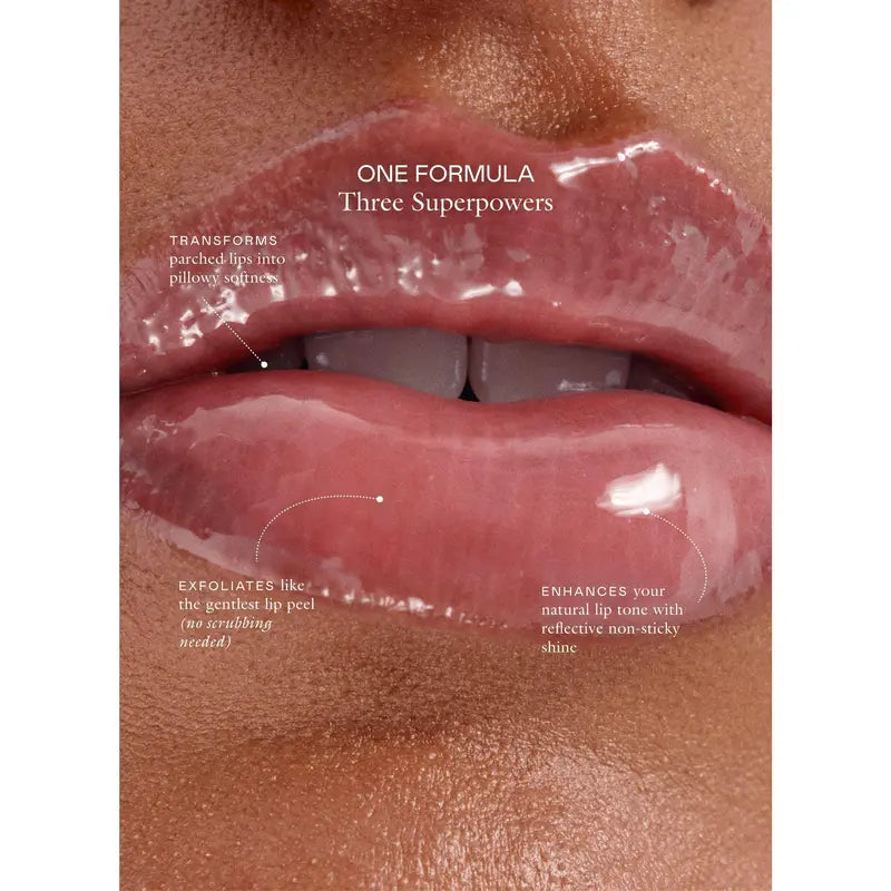 Glossy lip finish and lip balm formula benefits